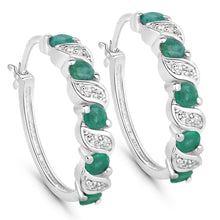 Load image into Gallery viewer, Genuine Green Emerald Hoop Earrings