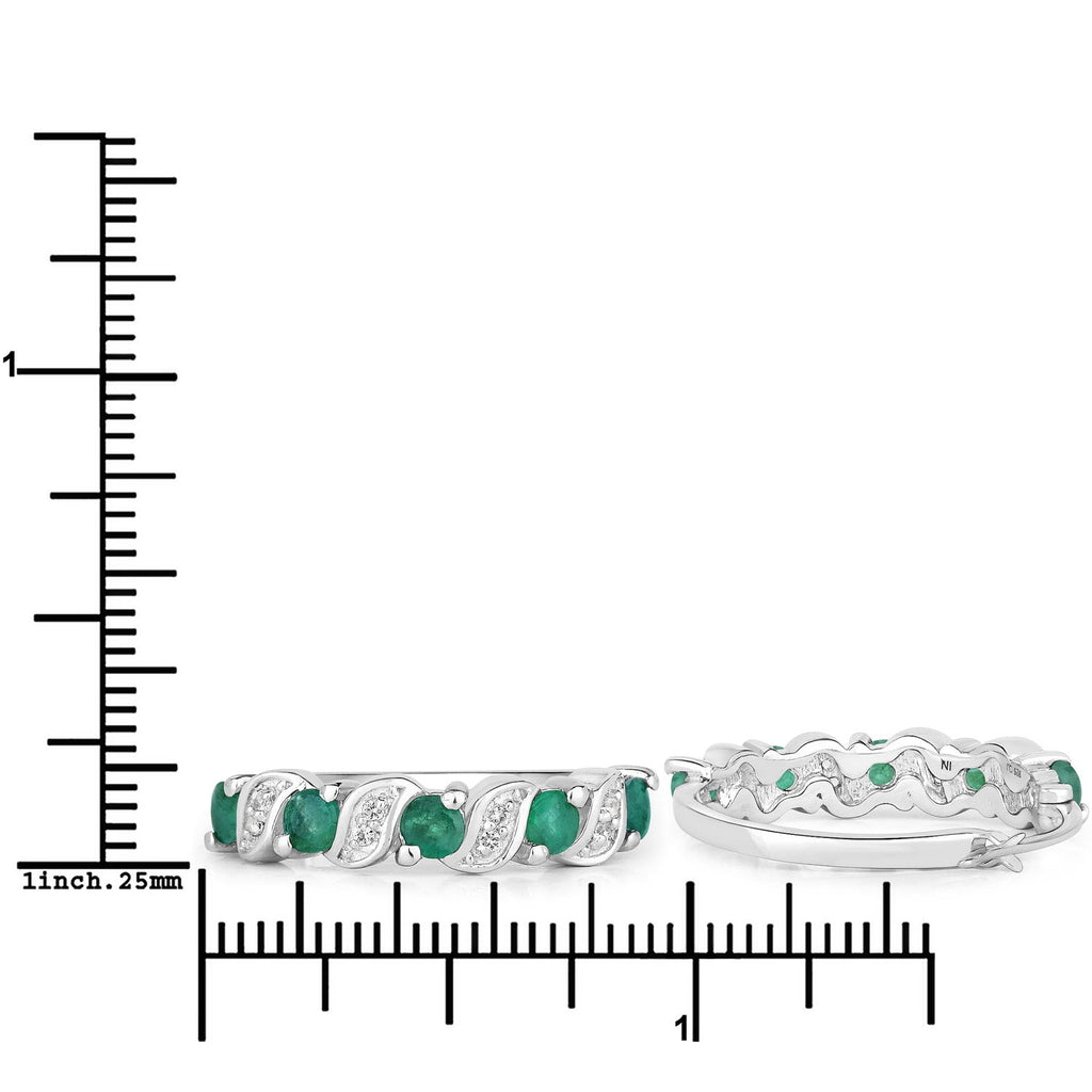 Genuine Green Emerald Hoop Earrings