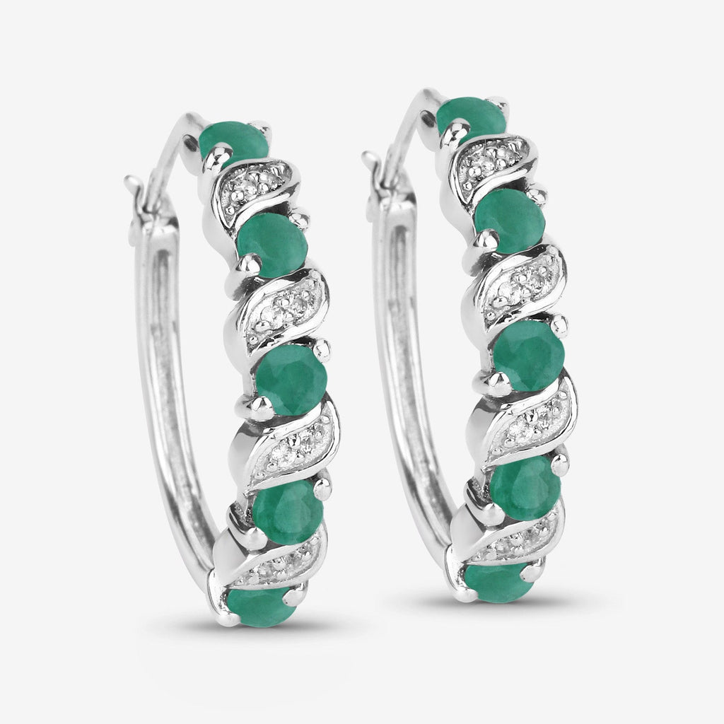 Genuine Green Emerald Hoop Earrings