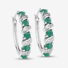 Load image into Gallery viewer, Genuine Green Emerald Hoop Earrings