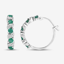 Load image into Gallery viewer, Genuine Green Emerald Hoop Earrings