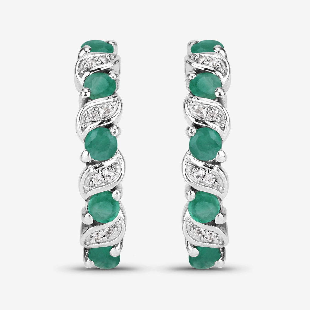 Genuine Green Emerald Hoop Earrings