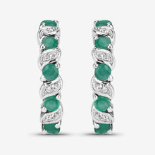 Load image into Gallery viewer, Genuine Green Emerald Hoop Earrings
