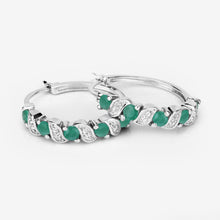 Load image into Gallery viewer, Genuine Green Emerald Hoop Earrings