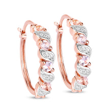 Load image into Gallery viewer, Rose Gold Genuine Morganite Hoop Earrings