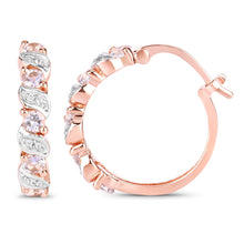 Load image into Gallery viewer, Rose Gold Genuine Morganite Hoop Earrings