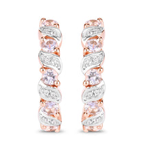 Load image into Gallery viewer, Rose Gold Genuine Morganite Hoop Earrings