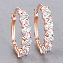 Load image into Gallery viewer, Rose Gold Genuine Morganite Hoop Earrings
