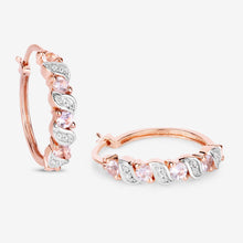 Load image into Gallery viewer, Rose Gold Genuine Morganite Hoop Earrings