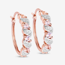 Load image into Gallery viewer, Rose Gold Genuine Morganite Hoop Earrings