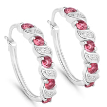 Load image into Gallery viewer, Genuine Pink Tourmaline Hoop Earrings