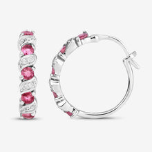 Load image into Gallery viewer, Genuine Pink Tourmaline Hoop Earrings