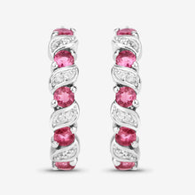Load image into Gallery viewer, Genuine Pink Tourmaline Hoop Earrings