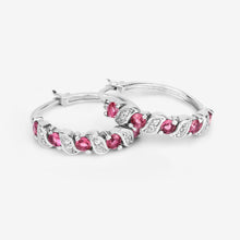 Load image into Gallery viewer, Genuine Pink Tourmaline Hoop Earrings