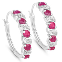 Load image into Gallery viewer, Genuine Pink Ruby Hoop Earrings