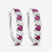 Load image into Gallery viewer, Genuine Pink Ruby Hoop Earrings