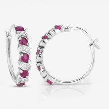 Load image into Gallery viewer, Genuine Pink Ruby Hoop Earrings