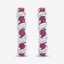 Load image into Gallery viewer, Genuine Pink Ruby Hoop Earrings