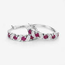 Load image into Gallery viewer, Genuine Pink Ruby Hoop Earrings