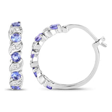 Load image into Gallery viewer, Genuine Tanzanite Hoop Earrings