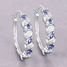 Load image into Gallery viewer, Genuine Tanzanite Hoop Earrings