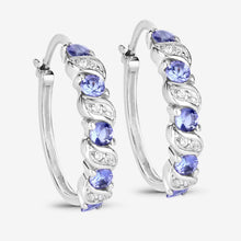 Load image into Gallery viewer, Genuine Tanzanite Hoop Earrings