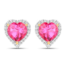 Load image into Gallery viewer, Genuine Pink Topaz Heart Stud Earrings