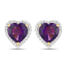 Load image into Gallery viewer, Natural Amethyst Heart Earrings