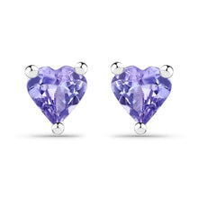 Load image into Gallery viewer, Genuine Tanzanite Heart Stud Earrings
