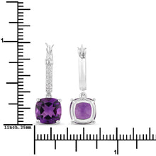 Load image into Gallery viewer, Natural Amethyst Lab Diamond Dangle Earrings