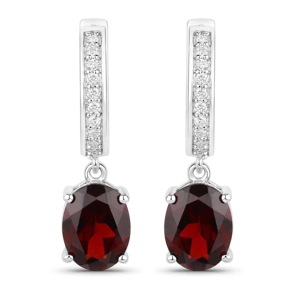 Natural Garnet Lab Diamond Dangle Earrings