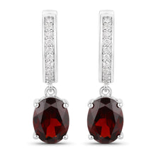 Load image into Gallery viewer, Natural Garnet Lab Diamond Dangle Earrings