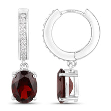 Load image into Gallery viewer, Natural Garnet Lab Diamond Dangle Earrings