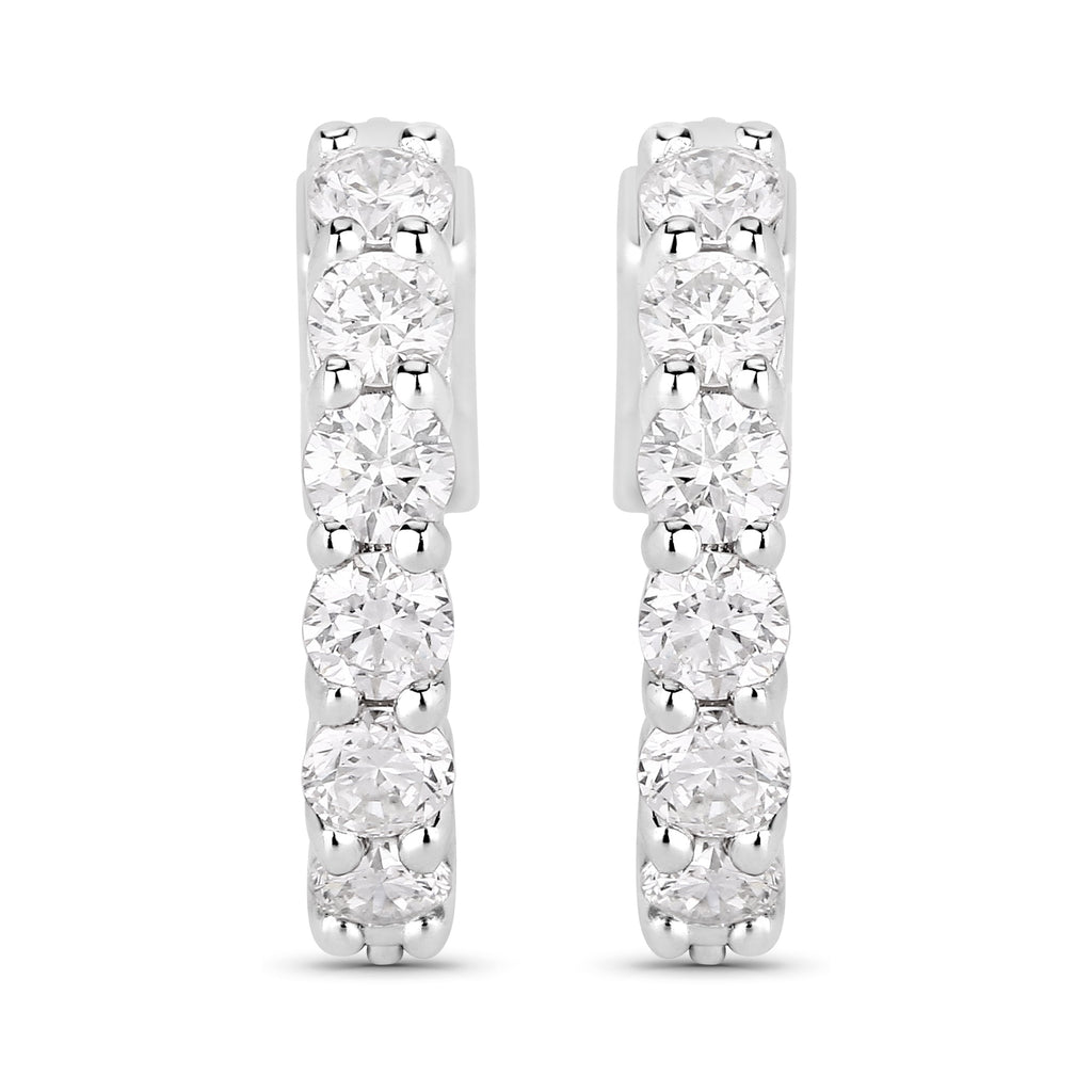 1.32 Ctw Round White Lab Created Diamond Sterling Silver Tennis Huggie Hoop Earrings
