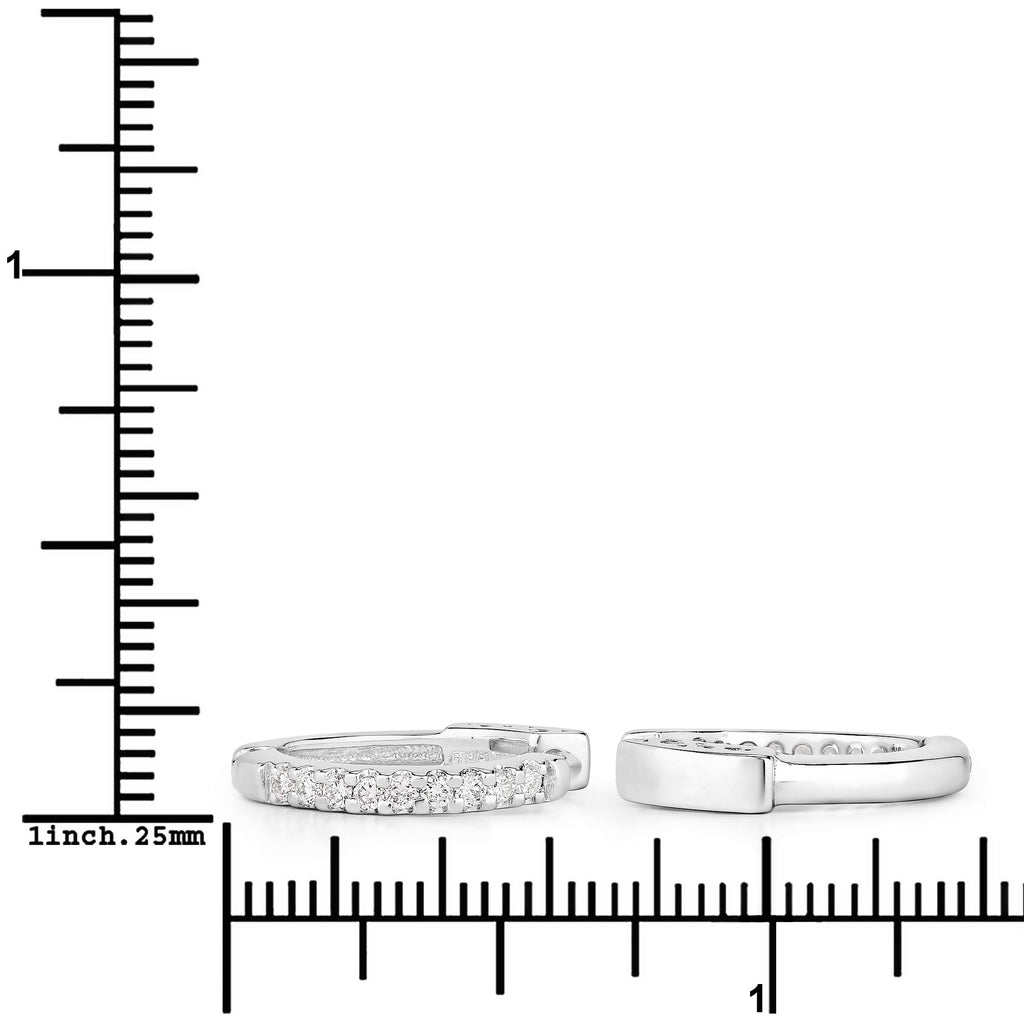 0.27 Ctw Round White Lab Created Diamond Sterling Silver Pave Hoop Earrings