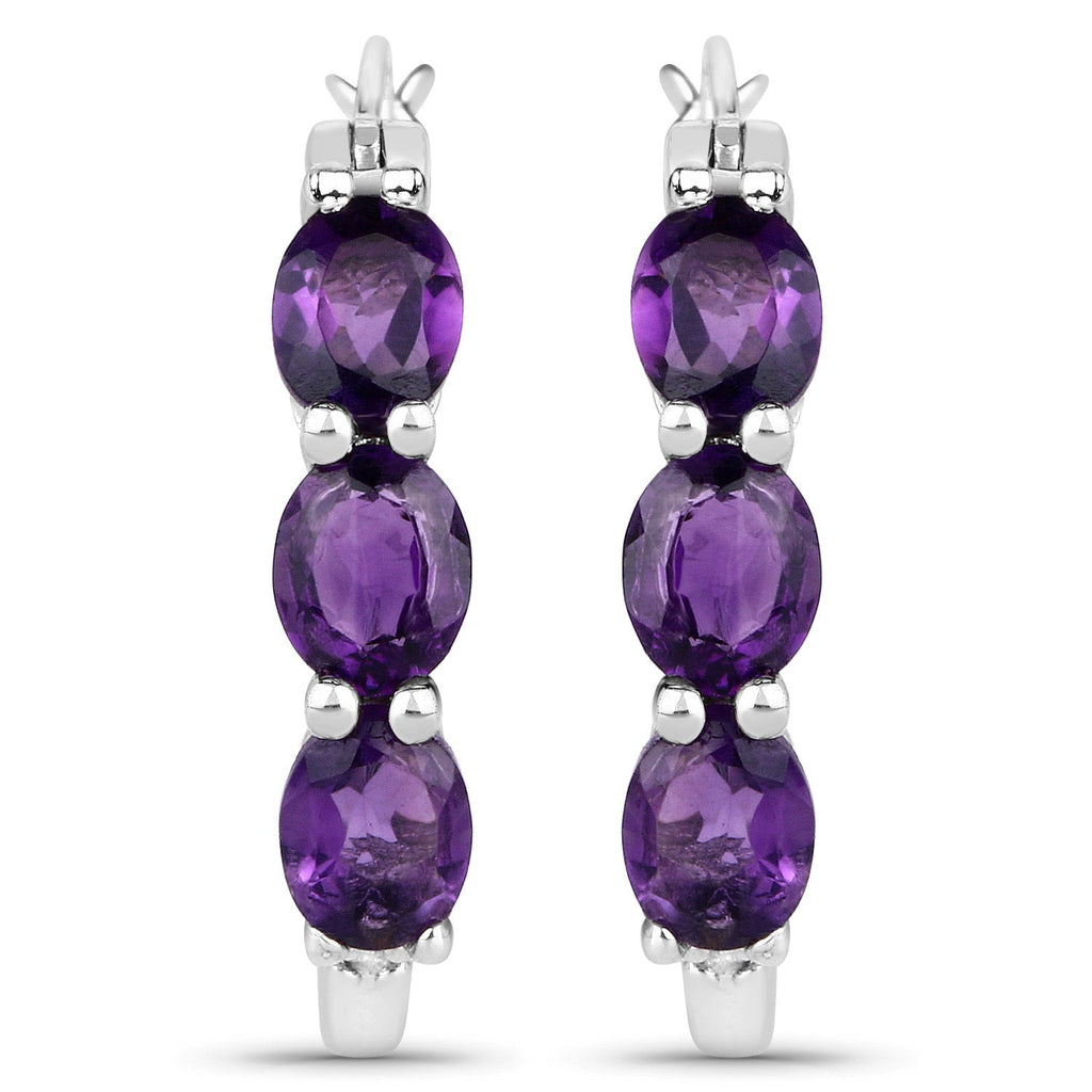 Genuine Purple Amethyst and Diamond Earrings