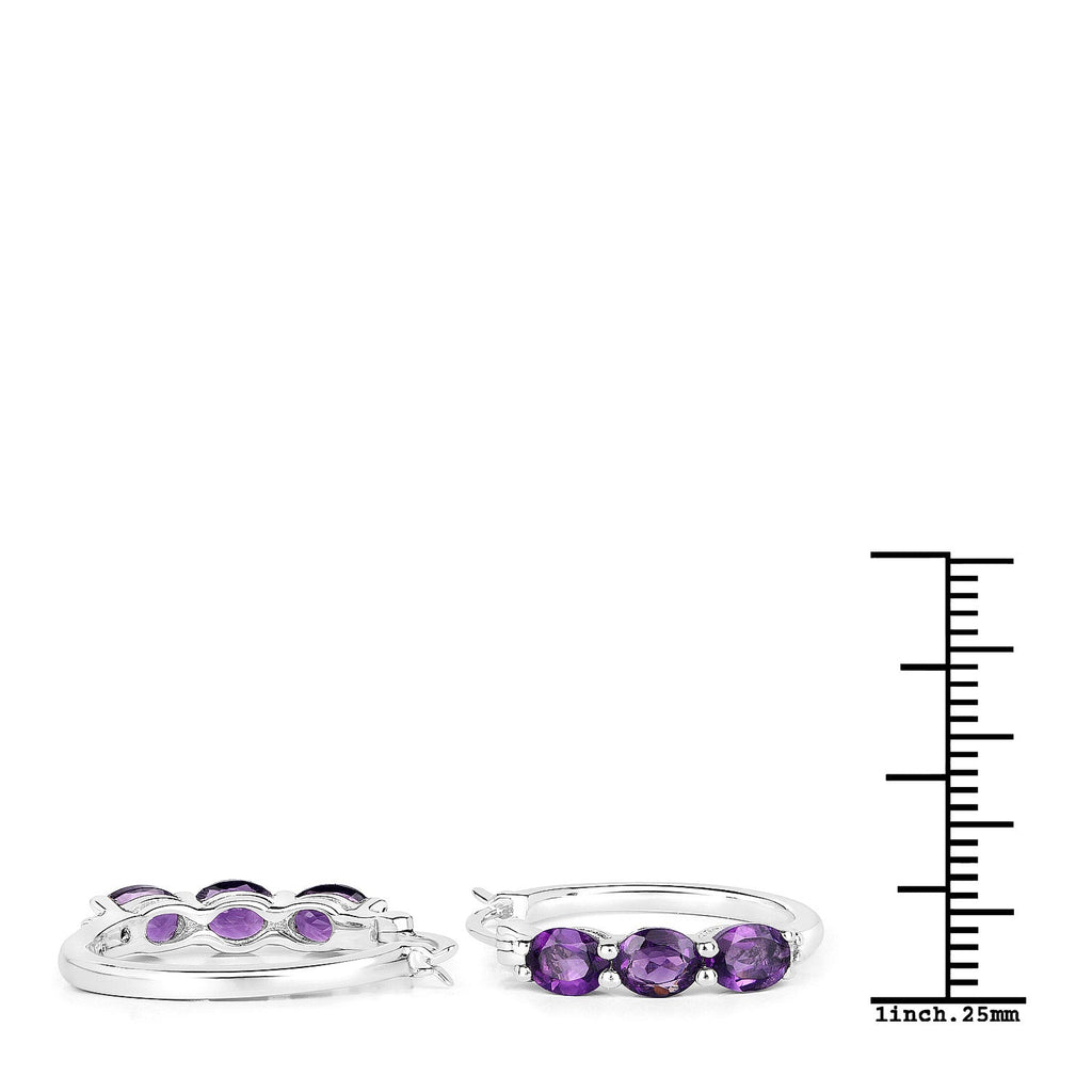 Genuine Purple Amethyst and Diamond Earrings