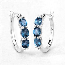 Load image into Gallery viewer, Genuine London Blue Topaz Diamond Earrings