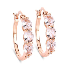 Load image into Gallery viewer, Genuine Pink Morganite and Diamond Earrings