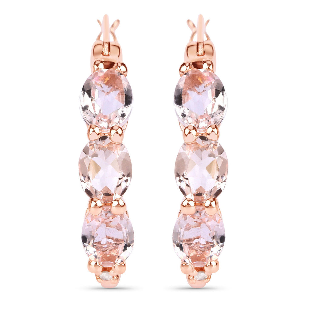 Genuine Pink Morganite and Diamond Earrings