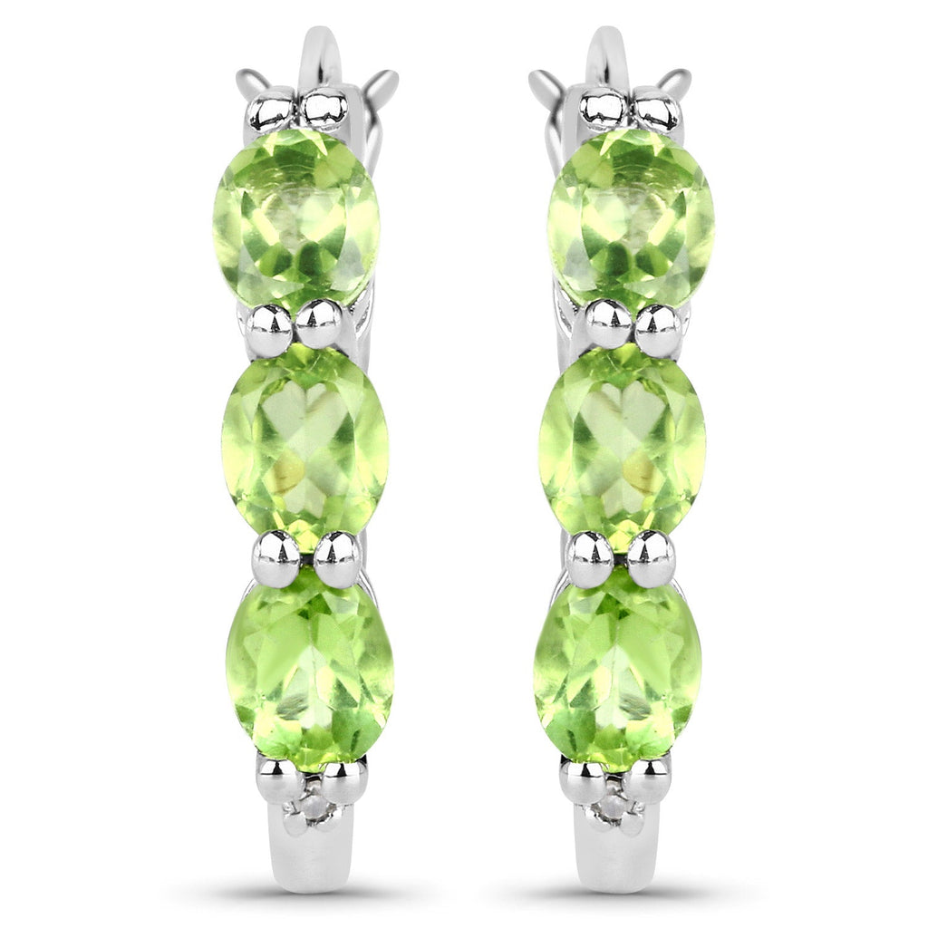 Genuine Green Peridot Hoop Earrings