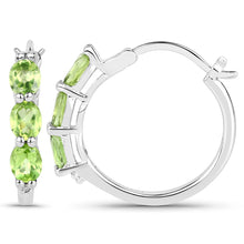 Load image into Gallery viewer, Genuine Green Peridot Hoop Earrings