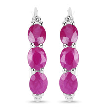 Load image into Gallery viewer, Genuine Pink Ruby and Diamond Hoop Earrings