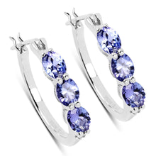 Load image into Gallery viewer, Genuine Tanzanite Diamond 3 Stone Earrings