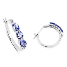 Load image into Gallery viewer, Genuine Tanzanite Diamond 3 Stone Earrings