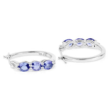 Load image into Gallery viewer, Genuine Tanzanite Diamond 3 Stone Earrings