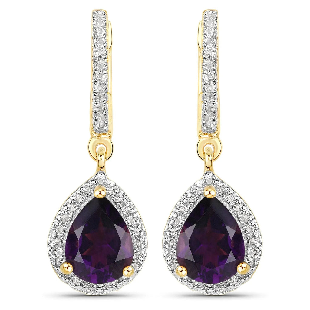Genuine Purple Amethyst Dangle Earrings
