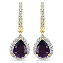 Load image into Gallery viewer, Genuine Purple Amethyst Dangle Earrings