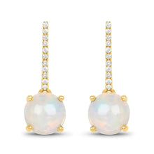 Load image into Gallery viewer, 14K Gold Opal And Diamond Drop Earrings