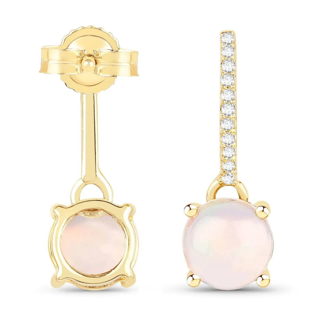 14K Gold Opal And Diamond Drop Earrings